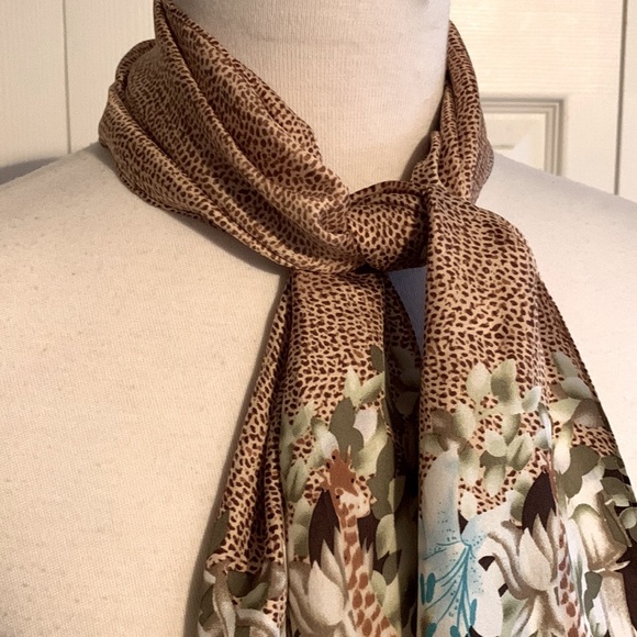 Adrienne Landau Studio Silk Floral Animal Scarf - Picture 2 of 6